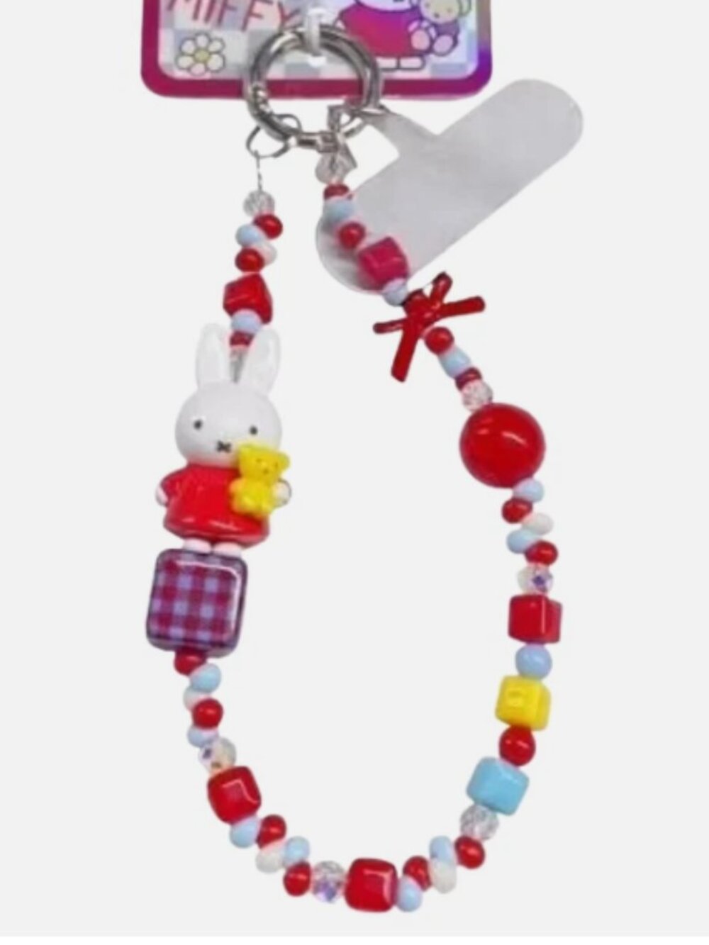 New Miffy RED Beaded Lanyard Ring Phone iPhone Bracelet Smartphone Hand Holder